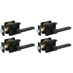 TonbridMatte Black Hall and Closet Door Lever with Square Rose (4-Pack)