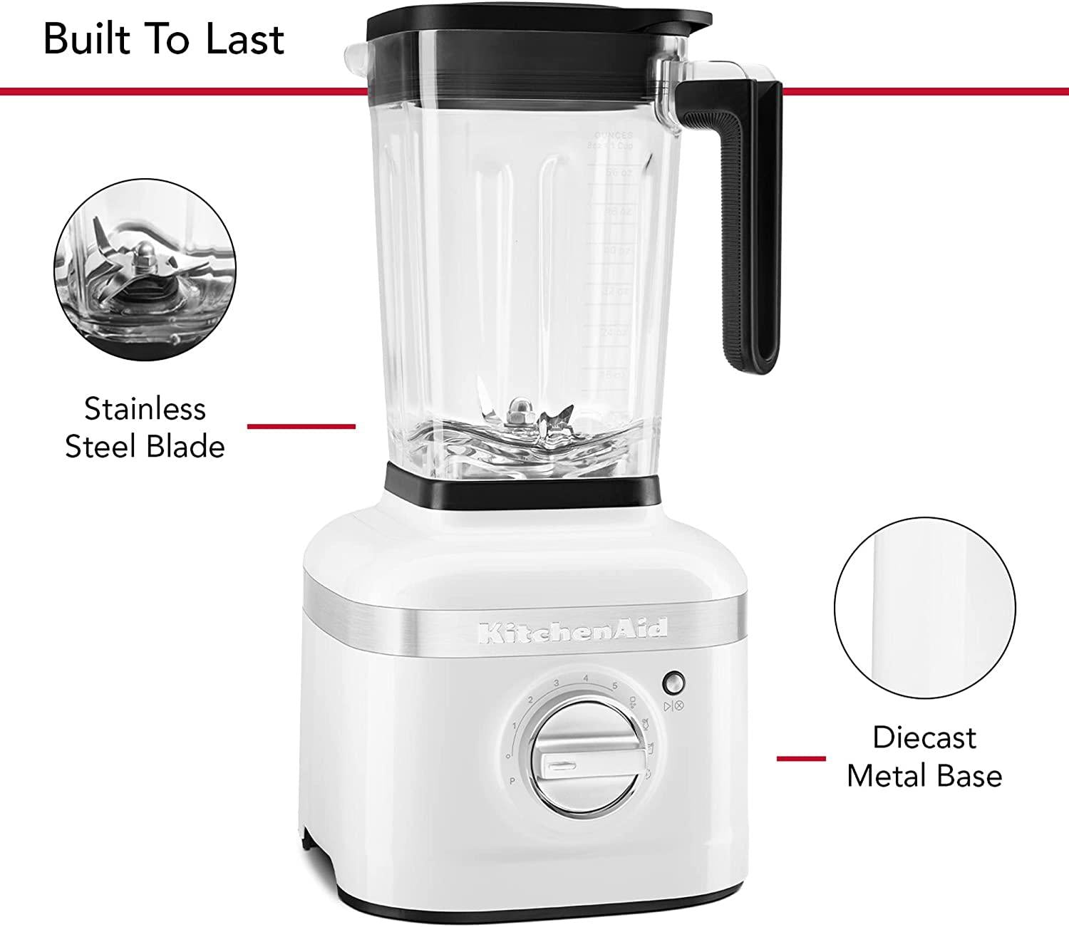 KitchenAid KSB4028WH K400 Variable Speed Blender with Tamper