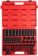 Sunex 2569, 1/2" Drive  Impact Socket Set, 43Piece, Metric, 9mm - 30mm, Standard/Deep, Cr-Mo Alloy Steel, Radius Corner , Heavy Duty StoraCase, Universal Joint &amp; Impact Extensions