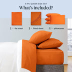 LuxClub 6 PC Queen Sheet Set Bamboo Sheets Deep Pockets 18" Eco Friendly Wrinkle Free Cooling Sheets Machine Washable Hotel Bedding Silky Soft - Autumn Orange Queen