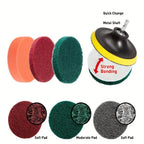 Drill Brush, Power Scrubber Cleaning Brush Extended Long Attachment Set All Purpose Drill Scrub Brushes Car Polishing Pad Kit (Not Included Drill)