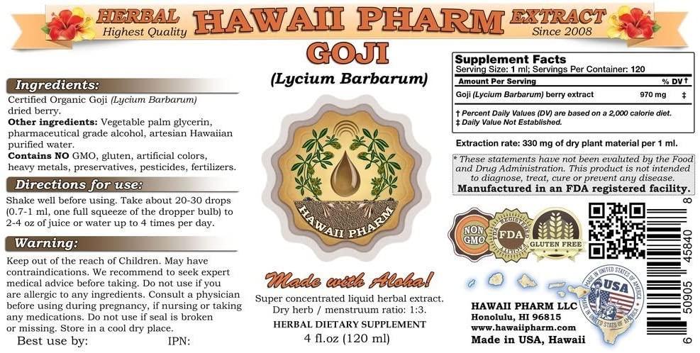 Goji Liquid Extract, Organic Goji (Lycium Barbarum) Tincture Supplement 2x32 oz Unfiltered