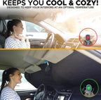 EcoNour Foldable Sunshade for Car Windshield | Dashboard Shield for Your Vehicle | Auto Window Shades for UV Rays and Sun Screen Protection | Suits for Most Sedans, SUVs, and Vans