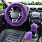 Stay Warm &amp; Stylish This Winter with Our Furry Steering Wheel Cover Set!
