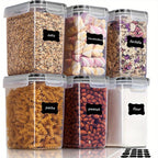 1/6pcs 54oz/1.6L Airtight Plastic Food StoraContainers With Lid, BPA Free,PP Material, No LeaKitchen Organizer For Coffee Beans Flour Sugar