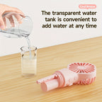 Portable Rechargeable Handheld Misting Fan - Battery Operated Mini Face Steamer for Travel &amp; Outdoors