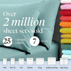 LuxClub 6 PC Full Size Sheet Set Bamboo Sheets Deep Pockets 18" Eco Friendly Wrinkle Free Cooling Sheets Machine Washable Hotel Bedding Silky Soft - Light Teal Full