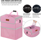 Vankor Car Trash Can for Car Cute, Car Trash Bag Bin Hanging Waterproof Automotive Car Garbage Cans Leak Proof Vehicle Trash Can Pink