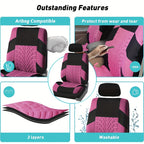 Car Seat Covers, Polyester Full Set Universal Seat Protector Decoration Thick Foam (1bag Of Metal Hooks Put In One Of The Headrest Covers）