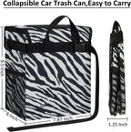 ELONGRIVER Car Trash Can Bin for Car Back Seat Leak Proof, Cute Car Trash Bag Hanging, Vehicle Trash Can for SUV Truck Van, Automotive Car Garbage Cans Front Seat Zebra