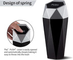 JUSTTOP Car Trash Can with Lid, Diamond  Small Automatic Portable Trash Can, Easy to Clean, Used in Car Home Office (Silver)