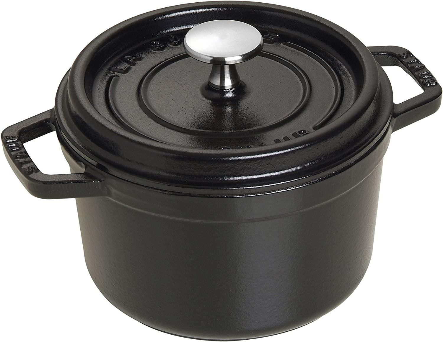 Staub Cast Iron 1.25-qt Round Cocotte - Matte Black, Made in France