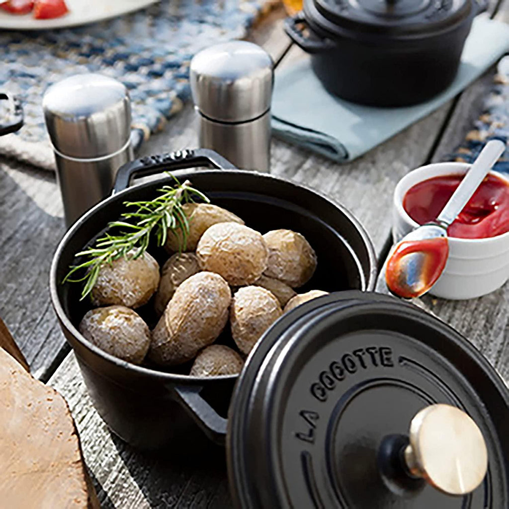 Staub Cast Iron 1.25-qt Round Cocotte - Matte Black, Made in France