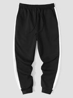 mens contrast side stripe patchwork hoodie casual two pieces outfits