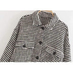 stylish frayed oversized plaid jacket
