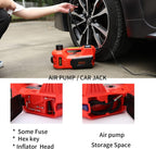 ROGTZ Electric Hydraulic Car Jack Kit with Impact Wrench and Tire Inflator Pump, 5 Ton 12V Car Jack Hydraulic Car for SUV Sedans Tire Chanwith LED Light(Red)