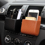 Car Air Vent Hanging StoraBox Mobile Phone Bag PU Leather Car Mobile Phone Holder Car Interior Accessories