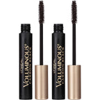 L'Oreal Paris Makeup Voluminous Original Washable Bold Eye Volume Building Mascara, Builds Lashes up to 2X Natural Thickness, Smudge Free, Clump Free, Carbon Black, 2 count