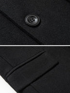 mens pure color lapel single breasted warm casual long woolen overcoats