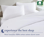 California  Den Cotton Duvet Cover - Premium 400 Thread Count Comforter Cover, Soft Sateen Weave, Button Closure and Corner Ties (1 Piece, Pure White, Queen)
