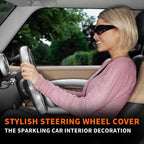 HOTOR Cute Bling Steering Wheel Cover for Women &amp; Girls with Sparkly Diamond Rhinestones, Gorgeous Accessory with Anti-Slip Lining for Diverse Cars (14.5-15 inch)