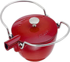 Staub Cast Iron 1-qt Round Tea Kettle - Cherry, Made in France