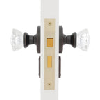 Classic Rosette Interior Mortise Crystal Glass Door Knob in Timeless Bronze