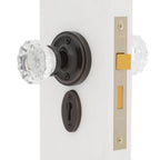 Classic Rosette Interior Mortise Crystal Glass Door Knob in Timeless Bronze