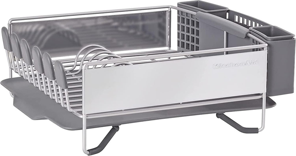 KitchenAid Compact Stainless Steel Dish Rack, Satin Gray, 15-Inch-by-13.25-Inch -