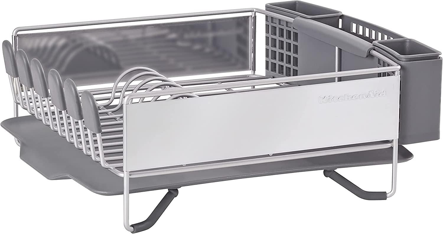 KitchenAid Compact Stainless Steel Dish Rack, Satin Gray, 15-Inch-by-13.25-Inch -