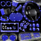 27pcs Bling Car Accessories Set For Women, Bling Steering Wheel Covers Universal Fit 15 Inch, Bling License Plate Frame,  Phone Holder, Car Coasters
