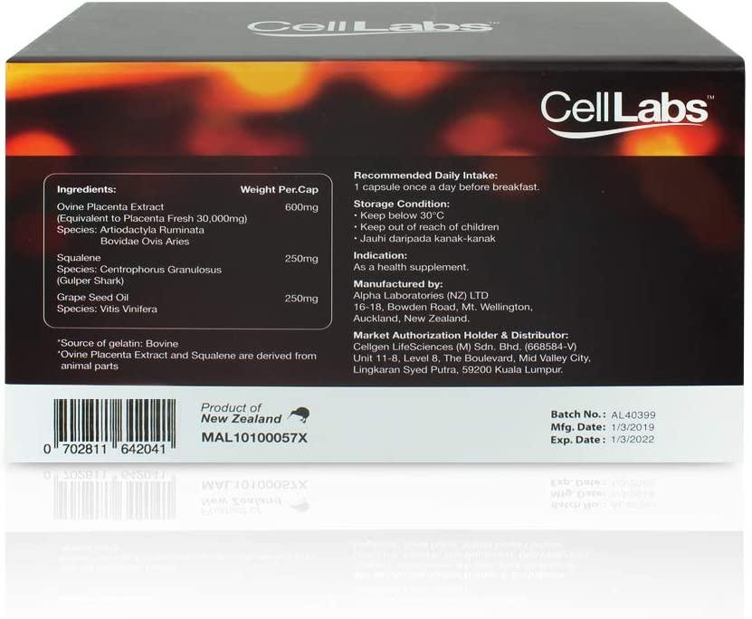 CellLabs Fresh Sheep Placenta Forte Plus 30,000mg Premium Quality Stem Cell Supplement | Rich Antioxidant | Anti Aging | Speedy Healing & Vitality | Immunity Booster | 60's Capsules