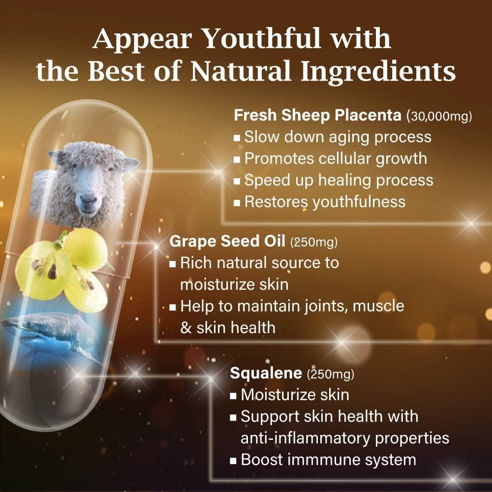 CellLabs Fresh Sheep Placenta Forte Plus 30,000mg Premium Quality Stem Cell Supplement | Rich Antioxidant | Anti Aging | Speedy Healing & Vitality | Immunity Booster | 60's Capsules