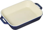 STAUB Ceramics Rectangular Baking Dish, 7.5x6-inch, Dark Blue