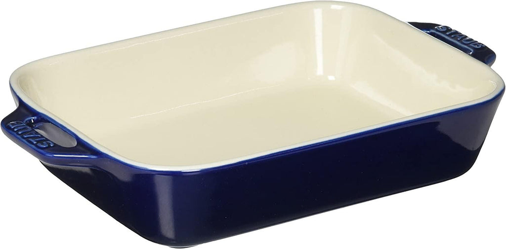 STAUB Ceramics Rectangular Baking Dish, 7.5x6-inch, Dark Blue