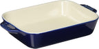 STAUB Ceramics Rectangular Baking Dish, 7.5x6-inch, Dark Blue