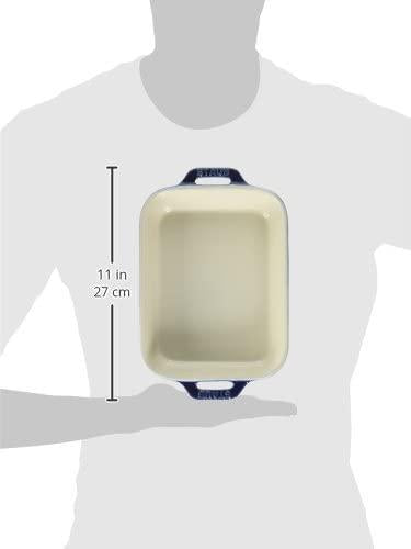 STAUB Ceramics Rectangular Baking Dish, 7.5x6-inch, Dark Blue