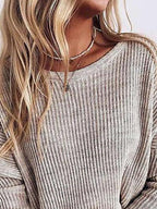 Casual Solid Color Crew Neck Long Sleeves Sweater