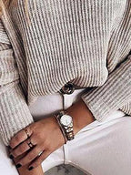 Casual Solid Color Crew Neck Long Sleeves Sweater