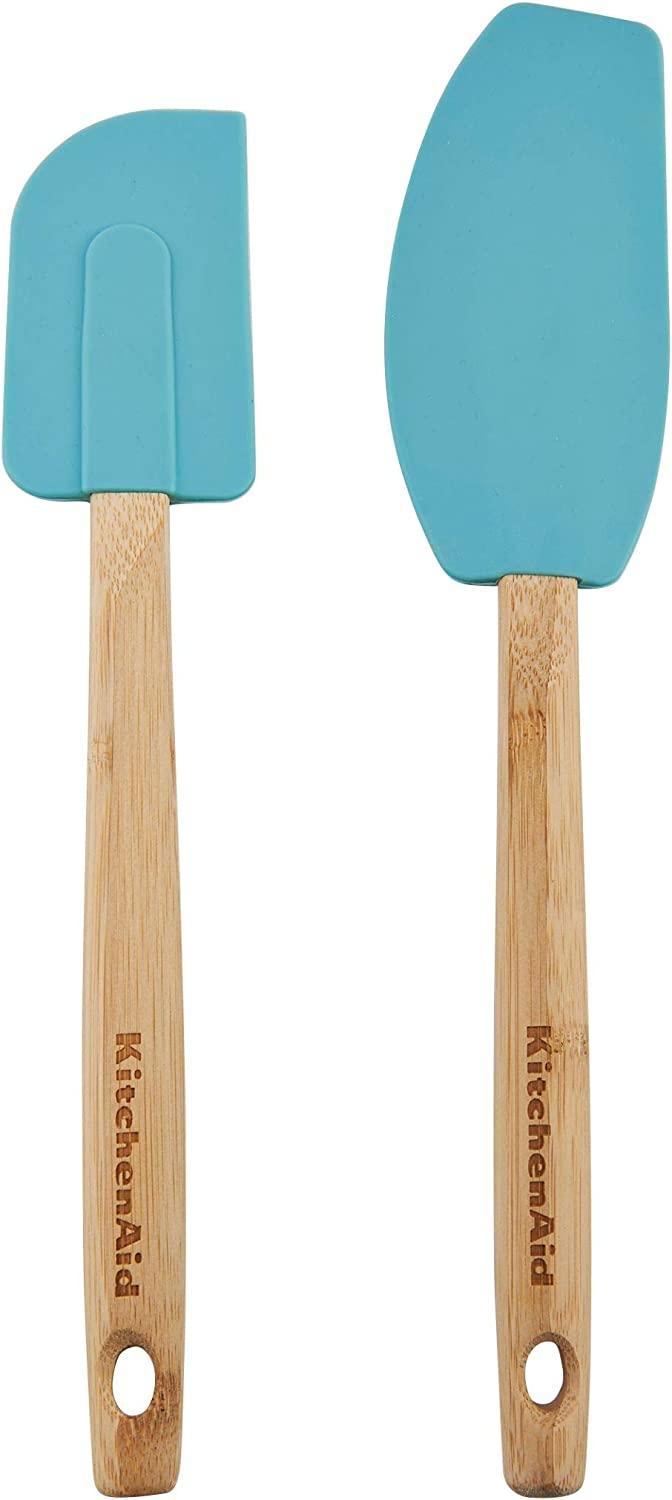 KitchenAid Classic Bamboo Spatula Set, set of 2, Aqua Sky