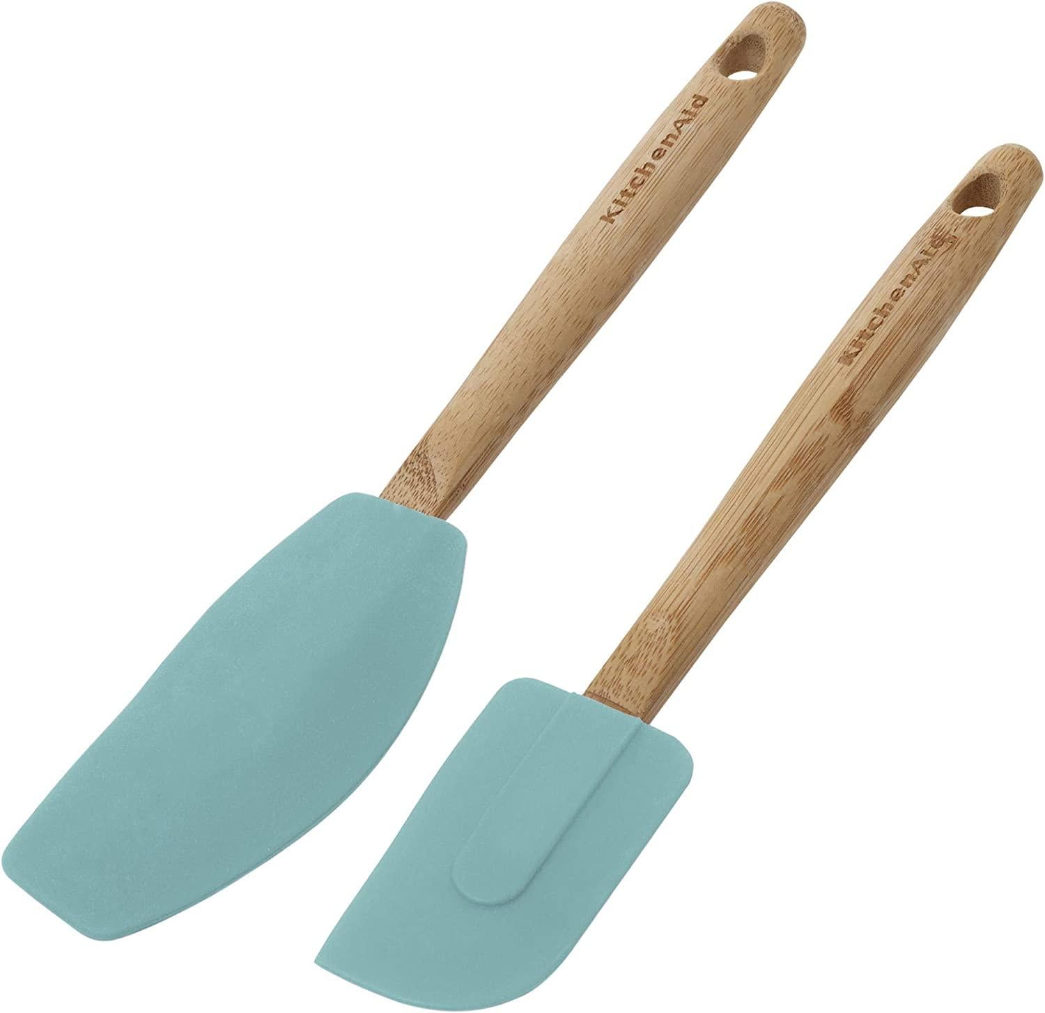 KitchenAid Classic Bamboo Spatula Set, set of 2, Aqua Sky