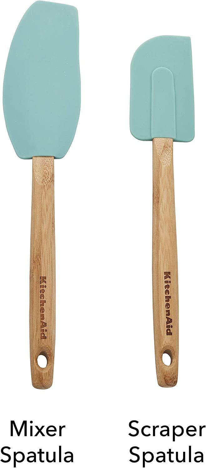 KitchenAid Classic Bamboo Spatula Set, set of 2, Aqua Sky