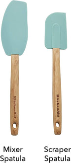 KitchenAid Classic Bamboo Spatula Set, set of 2, Aqua Sky