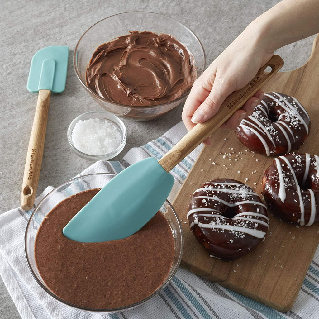 KitchenAid Classic Bamboo Spatula Set, set of 2, Aqua Sky