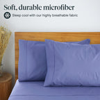 LuxClub 6 PC Queen Sheet Set Bamboo Sheets Deep Pockets 18" Eco Friendly Wrinkle Free Cooling Sheets Machine Washable Hotel Bedding Silky Soft - Violet Blue Queen
