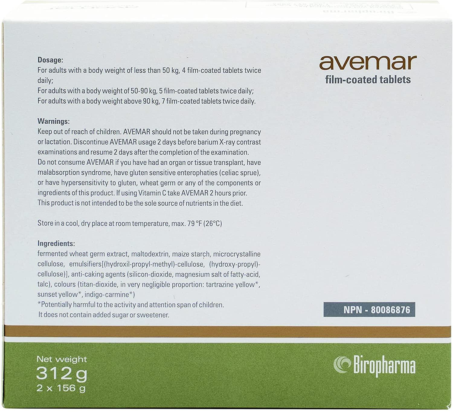 Authentic Avemar™ Film-Coated Tablet - Fermented Wheat Germ Extract, Daily Immune and Cell Support, Avemar Pulvis™ Super Concentrate, Natural, 300 Tablets