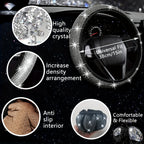 27pcs Bling Car Accessories Set For Women, Bling Steering Wheel Covers Universal Fit 15 Inch, Bling License Plate Frame,  Phone Holder, Car Coasters