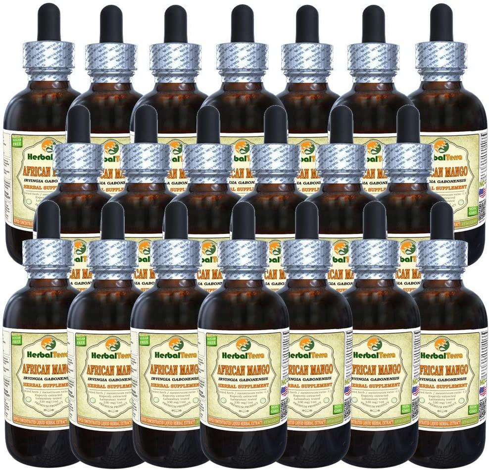 African Mango, Black Myrobalan (Irvingia Gabonensis) Dried Seed Liquid Extract (Brand Name: HerbalTerra, Proudly Made in USA) 20x4 oz