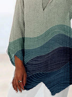 Fashion Printed V-neck Long-sleeved Casual Blouse