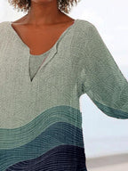Fashion Printed V-neck Long-sleeved Casual Blouse
